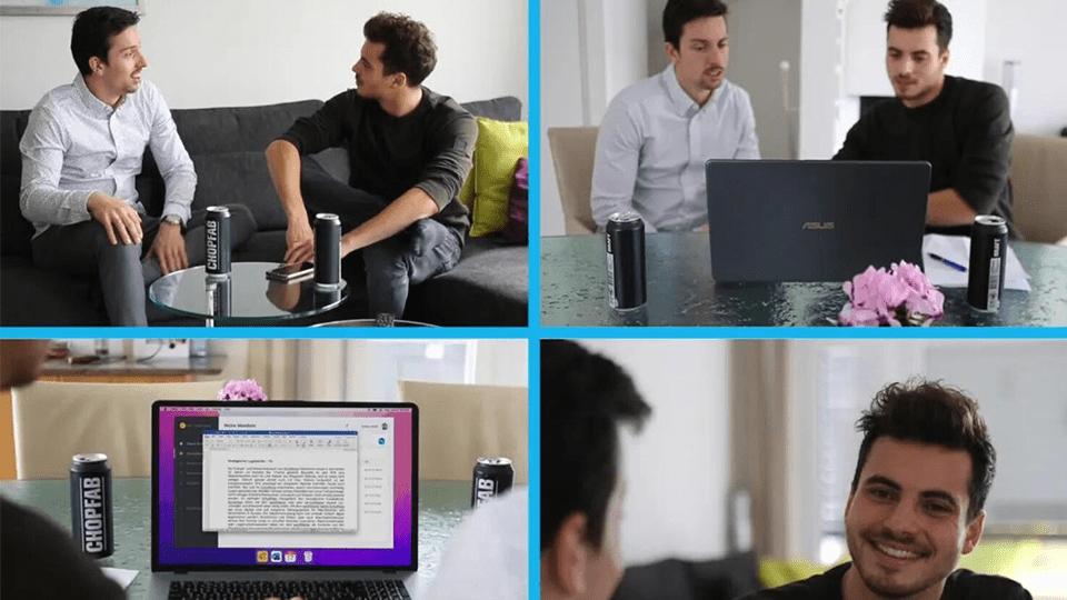 Zwei Leute arbeiten gemeinsam mit dem Laptop
